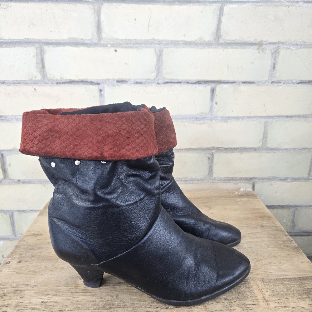 Vintage Leather Fold Over Boots
